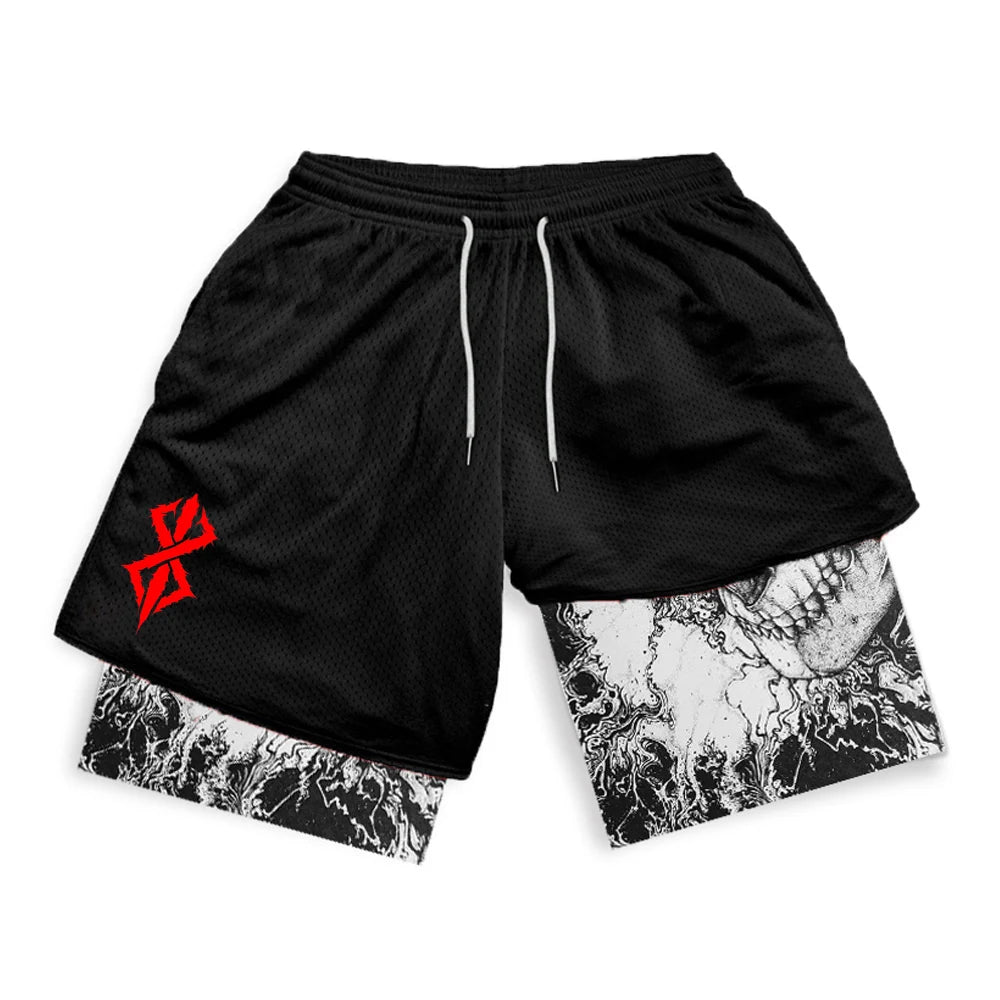 Pantalones cortos para gym 2 en 1 anime berserk